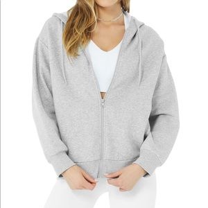 Alo yoga hype full zip hoodie in athletic heather grey XS